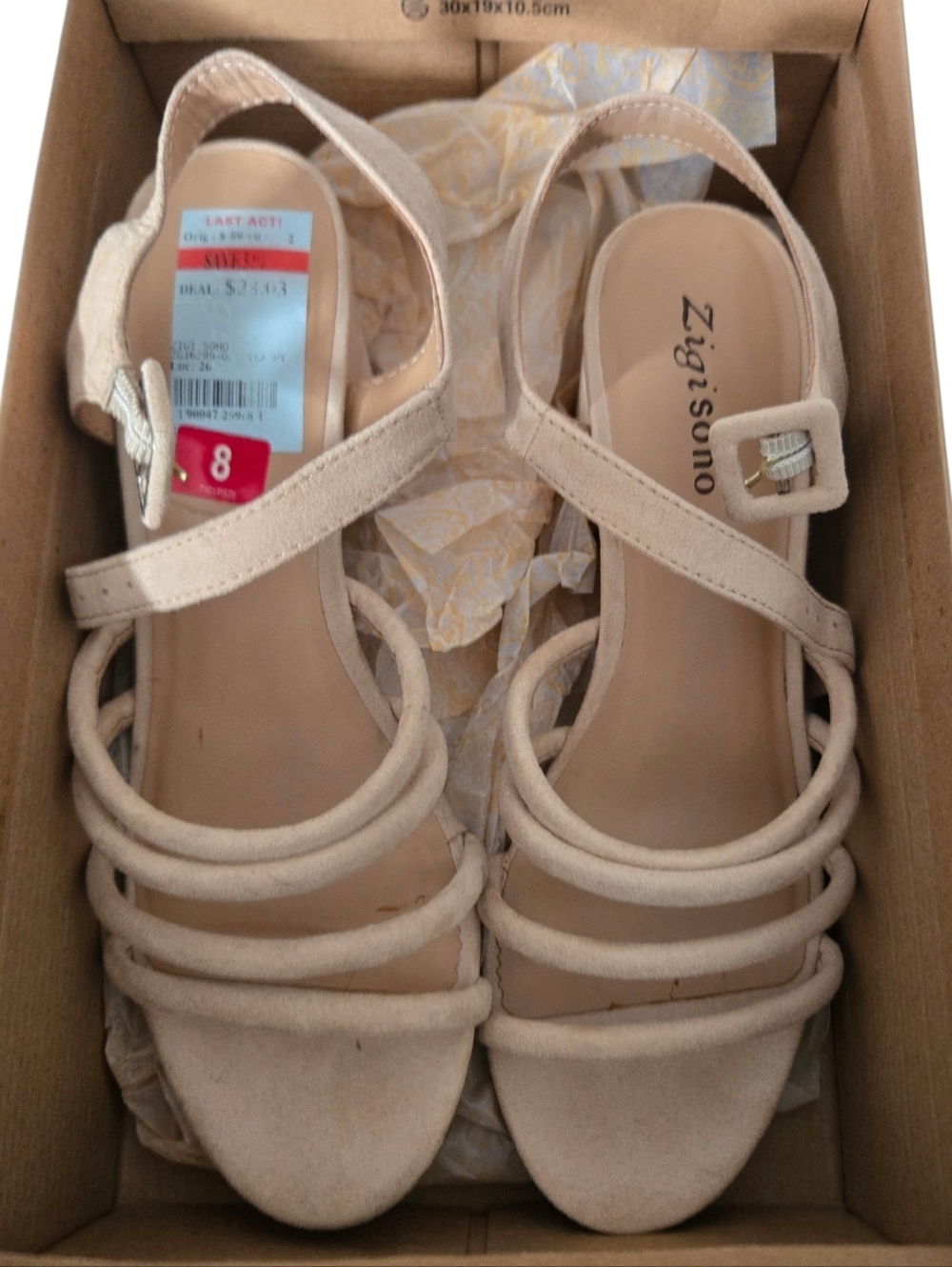 Zigi Soho Gladys Natural Strappy Block Heel Sandals Size 8 NWT Neutral Chic